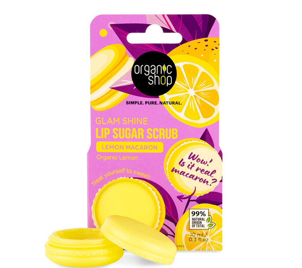 ORGANIC SHOP EXFOLIANTE LABIAL MACARONS LIMÓN ORGÁNICO GLAM SHINE