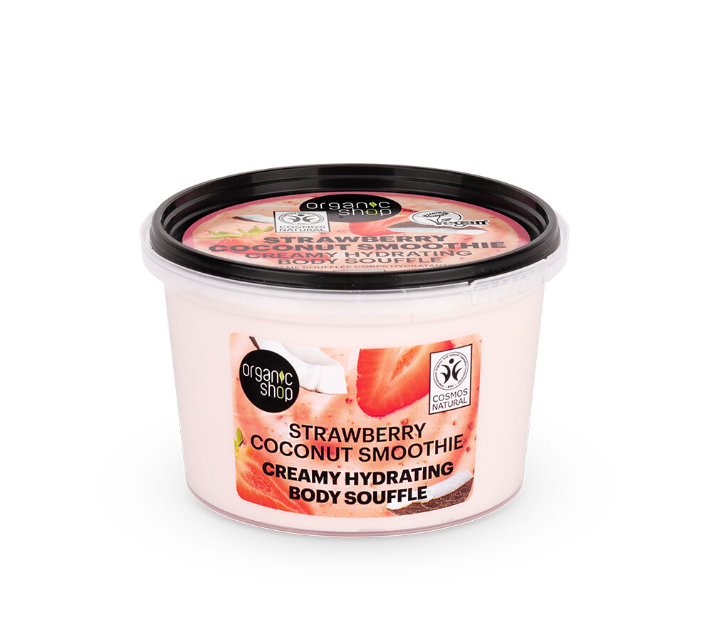 ORGANIC SHOP CREMA SUFLÉ CORPORAL CREMOSO HIDRATANTE SMOOTHIE FRESA COCO