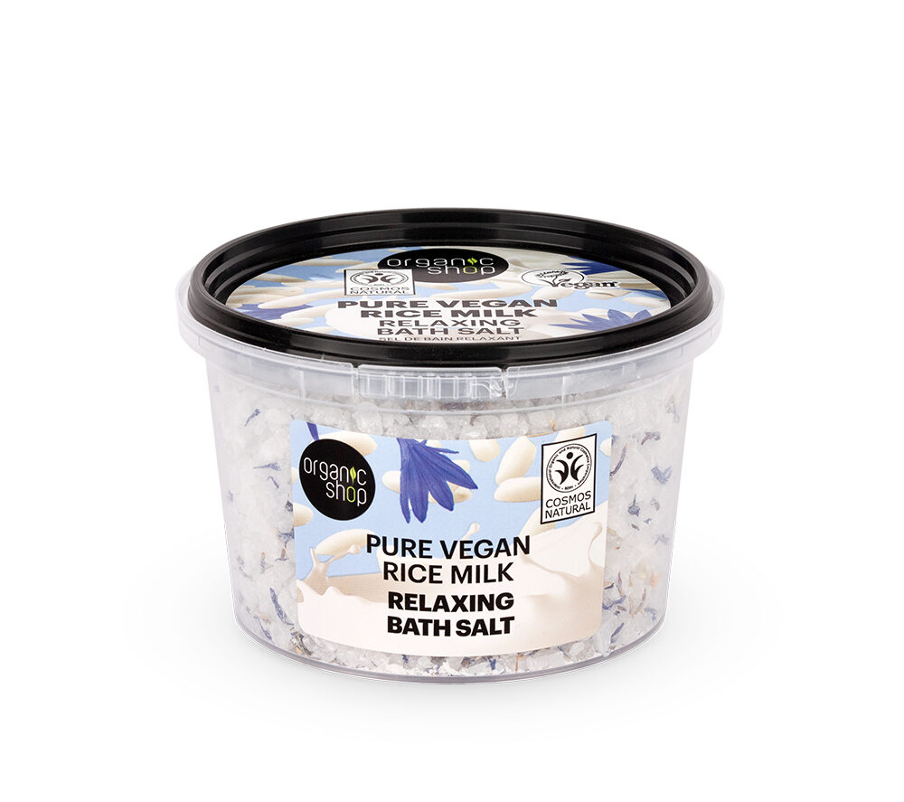 ORGANIC SHOP LECHE DE ARROZ VEGANA PURA SAL DE BAÑO RELAJANTE