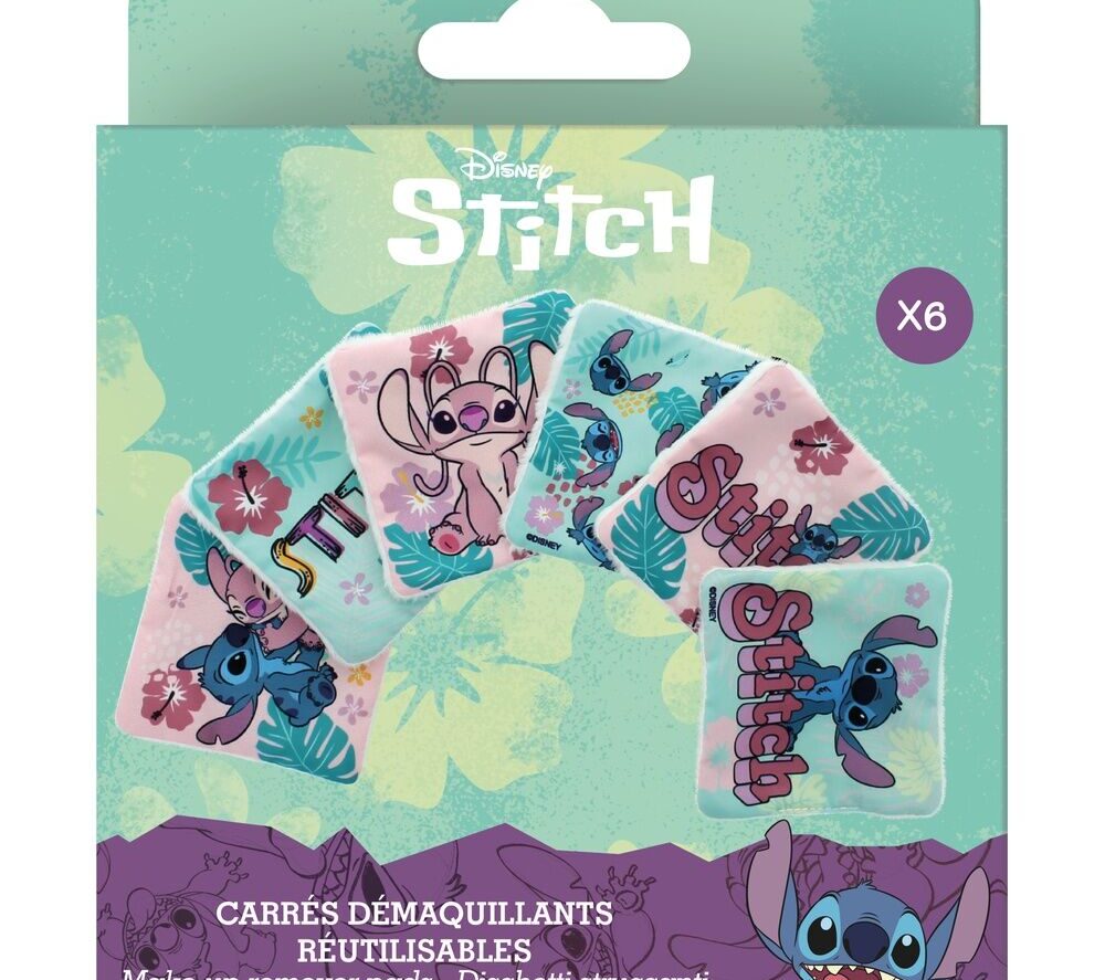 DISCOS DESMAQUILLANTES REUTILIZABLES STITCH Y ANGEL 6 PIEZAS