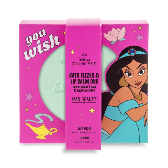 MAD BEAUTY PRINCESAS DISNEY BOMBA DE BAÑO + BÁLSAMO LABIAL JASMINE
