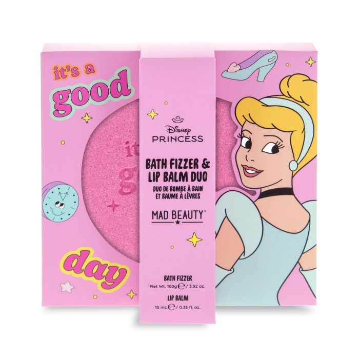 MAD BEAUTY PRINCESAS DISNEY BOMBA DE BAÑO + BÁLSAMO LABIAL CENICIENTA
