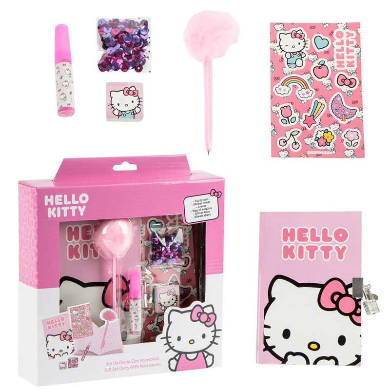 SET DIARIO Y PAPELERÍA ACCESORIOS HELLO KITTY