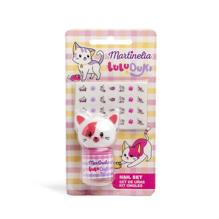MARTINELIA LULU Y DUKI SET DE UÑAS ESMALTE Y STICKERS ROSA