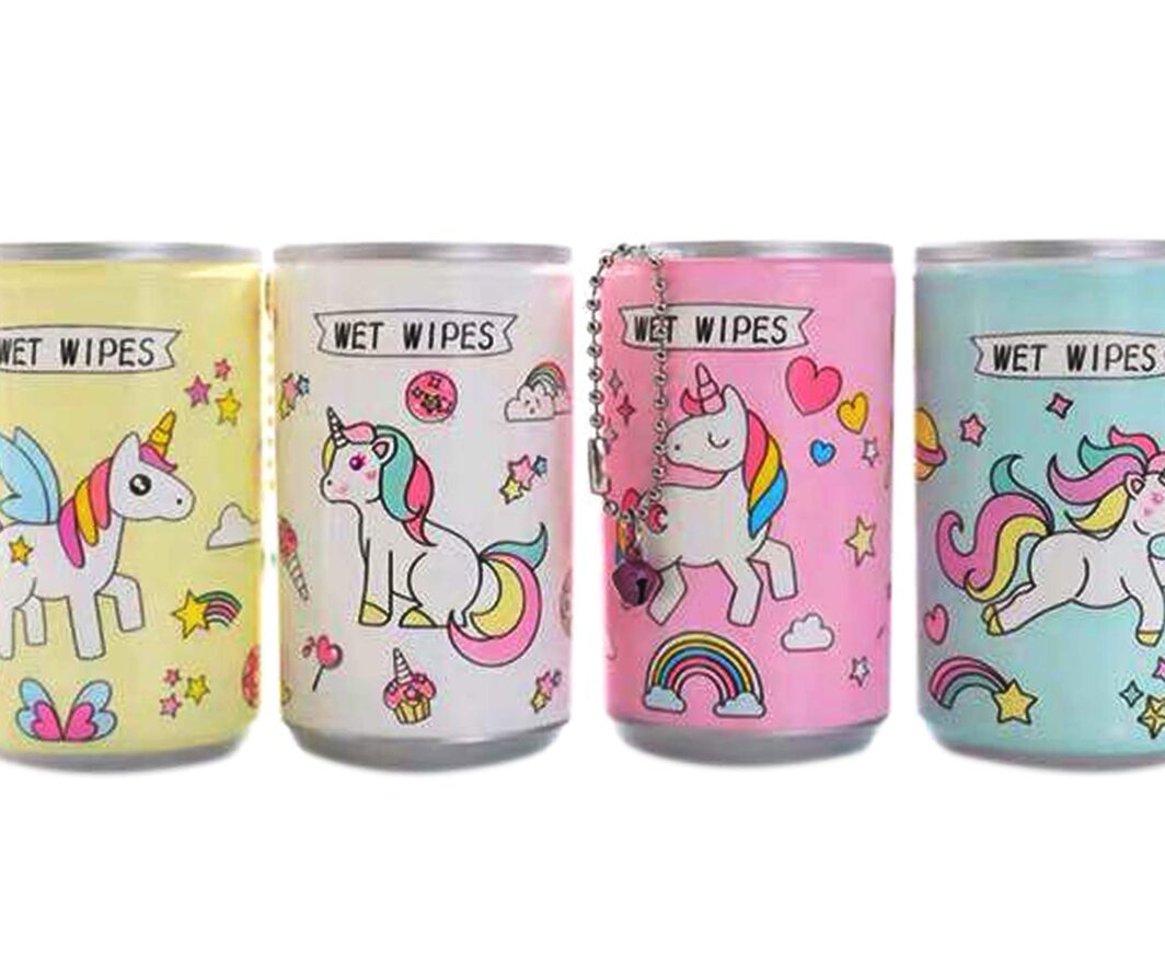 TOALLITAS HUMEDAS EN LATA DE UNICORNIOS