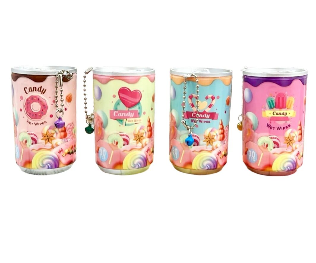 TOALLITAS HUMEDAS EN LATA DE CARAMELOS