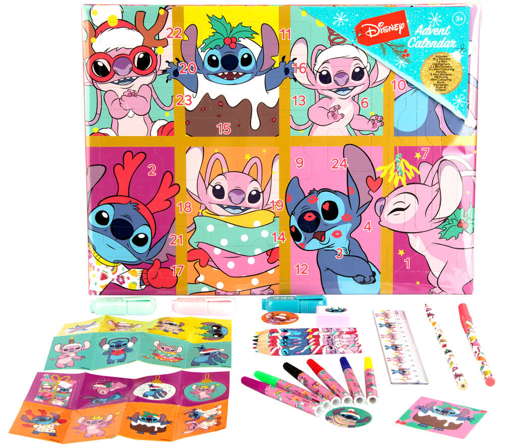 CALENDARIO DE ADVIENTO 24 DÍAS PAPELERÍA STITCH Y ANGEL DISNEY