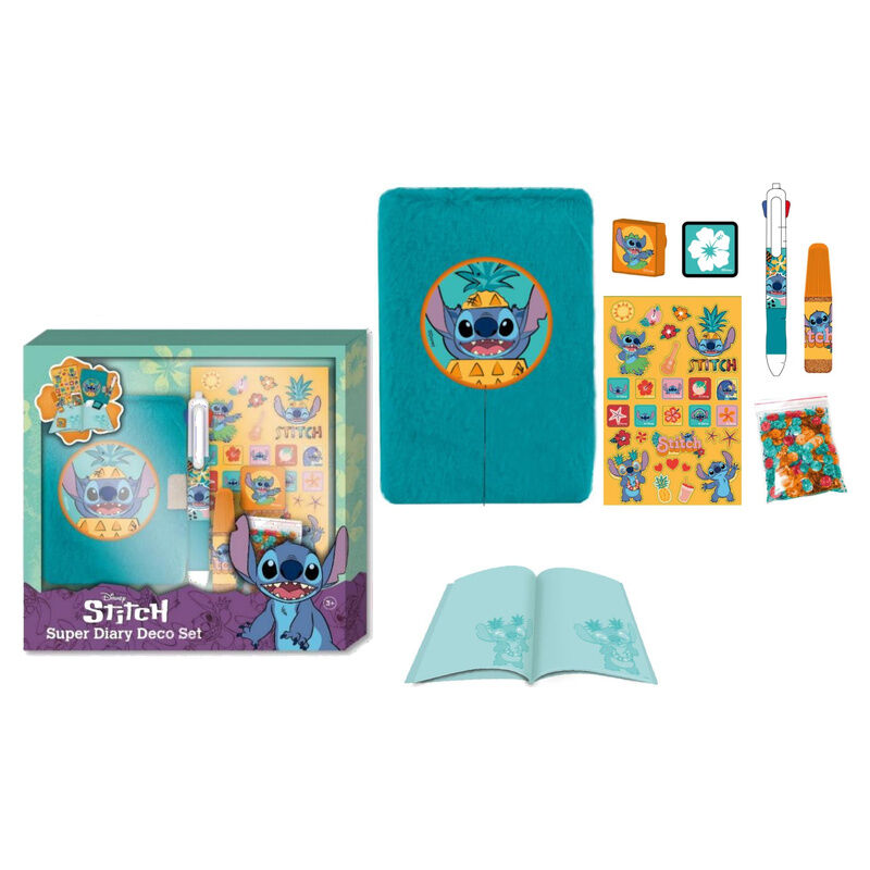 SET DE DIARIO DE PELUCHE Y PAPELERÍA STITCH DISNEY