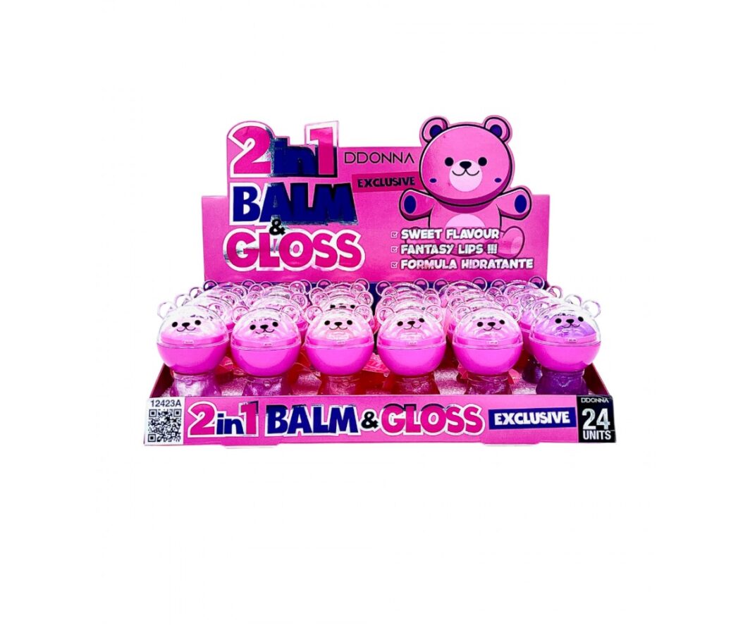 DONNA COSMETICS 2 EN 1 LIP GLOSS Y BALSAMO TEDDY BEAR