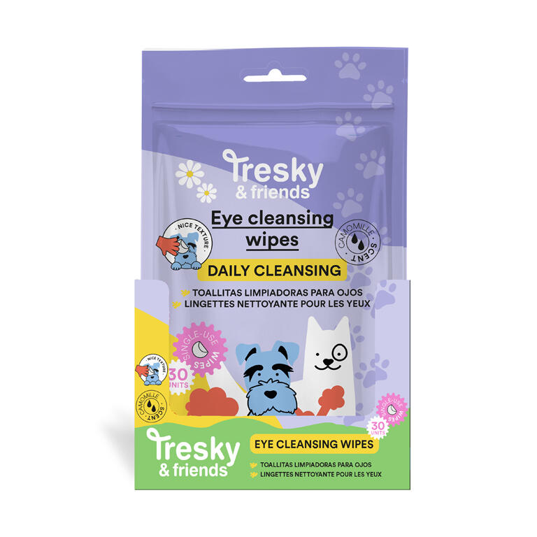 TRESKY & FRIENDS 30 TOALLITAS LIMPIADORAS CON CAMOMILA DE OJOS PARA MASCOTAS