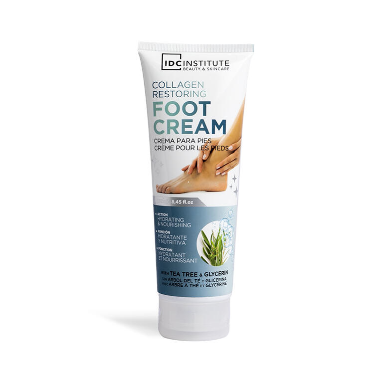 IDC INSTITUTE CREMA PARA PIES ENRIQUECIDA CON COLAGENO ÁRBOL DEL TÉ Y GLICERINA 250ML